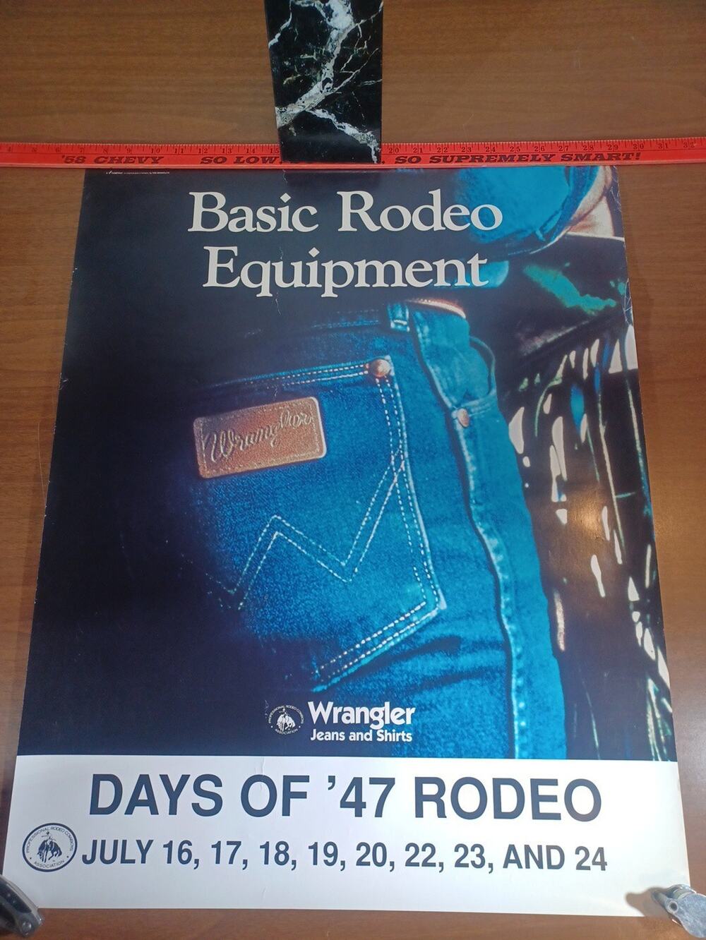 Vintage Wrangler Jeans Rodeo Promo Poster 22x28 Oversize Advertising Poster